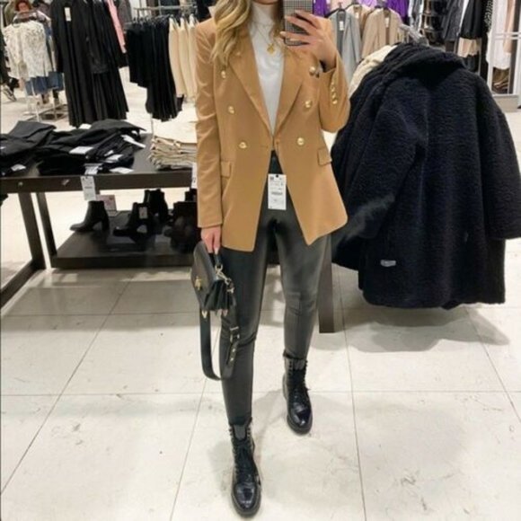 zara camel blazer
